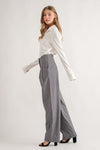 Amber Wide Leg Pleated Pant in Melange Grey by Aaron & Amber