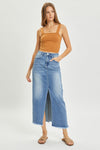 High Rise Long Denim Skirt by Risen Jeans