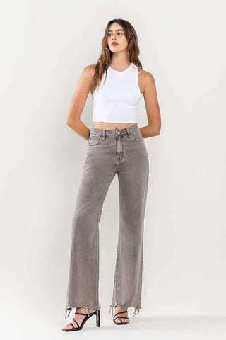 Amber Wide Leg Pleated Pant in Melange Grey by Aaron & Amber