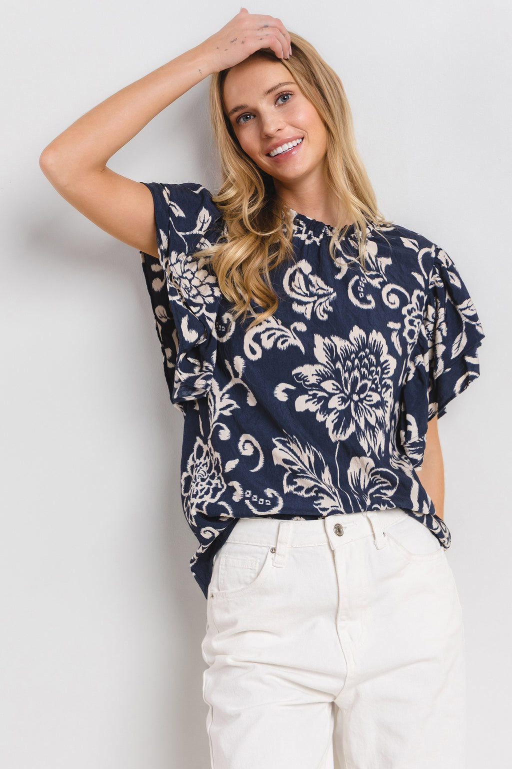 Florence Floral Print Ruffled Sleeve Blouse