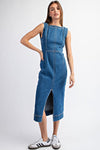 Denise Sleeveless Cotton Denim Dress