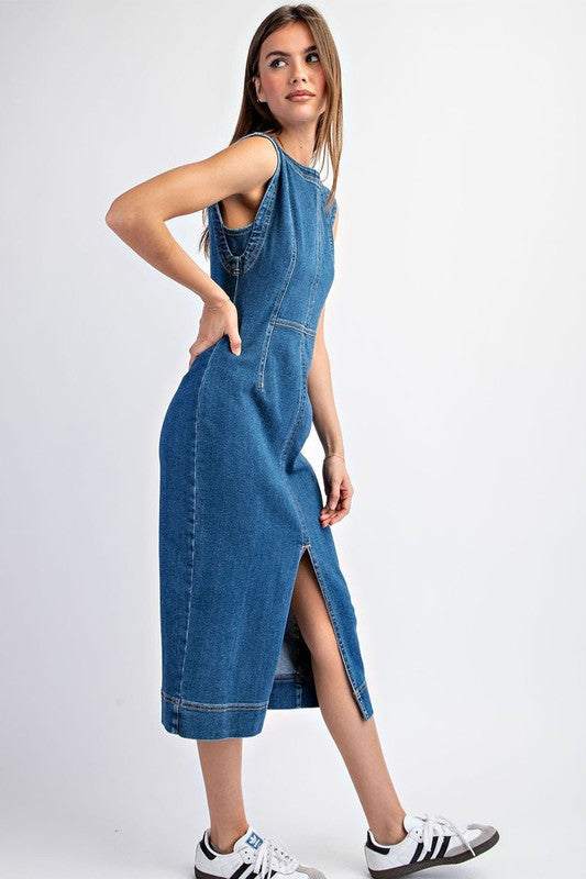 Denise Sleeveless Cotton Denim Dress