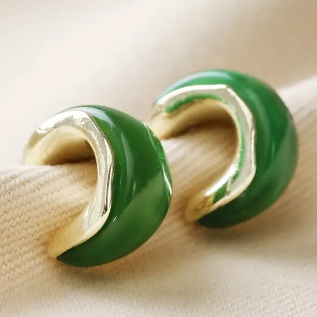 Green Resin Hoop Earrings