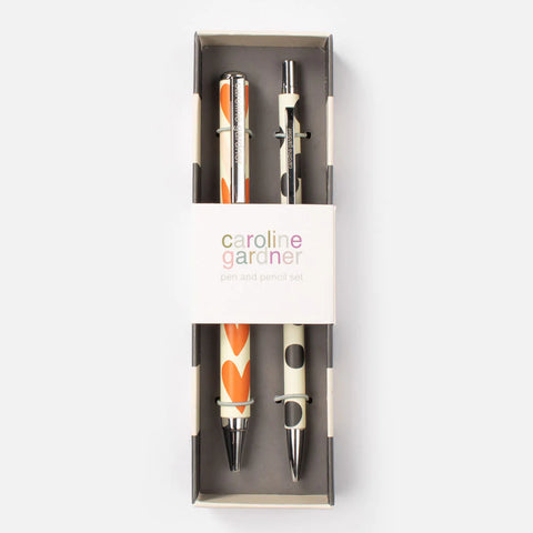 Essential Desk Set Mono Hearts - Set of 5 Pens by Caroline Gardner