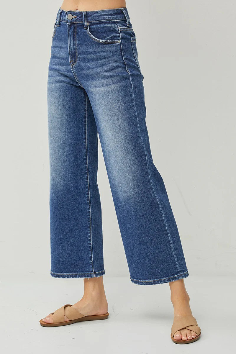 Tara High Rise Crop Wide Jeans by Risen