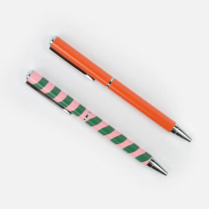 Caroline Gardner Set of 2 Boxed Pens Orange and Pink/Green Wave
