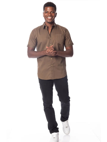 Theo Utility Shirt in Olive Brown