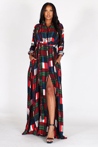 Matilda Plaid Maxi Dress in Sizes S 3X Polka Dots Boutique