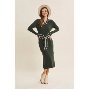 Emmy Bodycon Maxi Dress With Belt in Emerald Green
