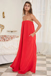 Nicolette Strapless Flowy Jumpsuit in Red by Bucketlist