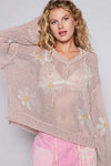 Betsy Tie Front Contrast Sheer Long Sleeve Blouse