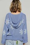 Victoria V-neck Long Sleeve Floral Print Hoodie Sweater in Blue by POL