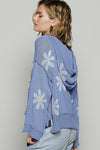 Victoria V-neck Long Sleeve Floral Print Hoodie Sweater in Blue by POL