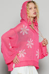 Victoria V-neck Long Sleeve Floral Print Hoodie Sweater in Hot Pink by POL