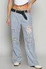 Dee High Waist Bermuda Shorts in Blue Black