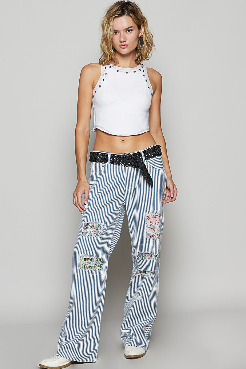 Kierra Lightweight 100% Cotton Striped Pant by POL