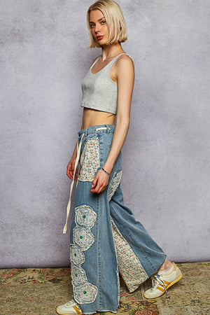 Susie Patch Cotton Denim Pant by POL