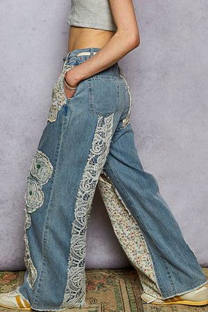 Susie Patch Cotton Denim Pant by POL
