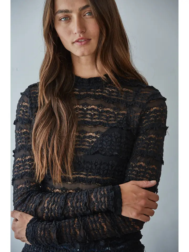 By Together Sydney Woven Lace See Through Top