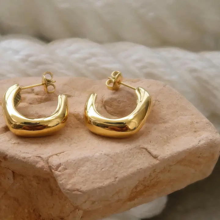 Demi 18K Gold Non-Tarnish Classic C Hoop Earring