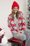 Bow Pattern Button Down Cardigan