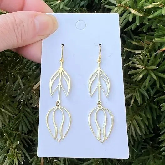 Gold Tulip Metal Statement Earrings