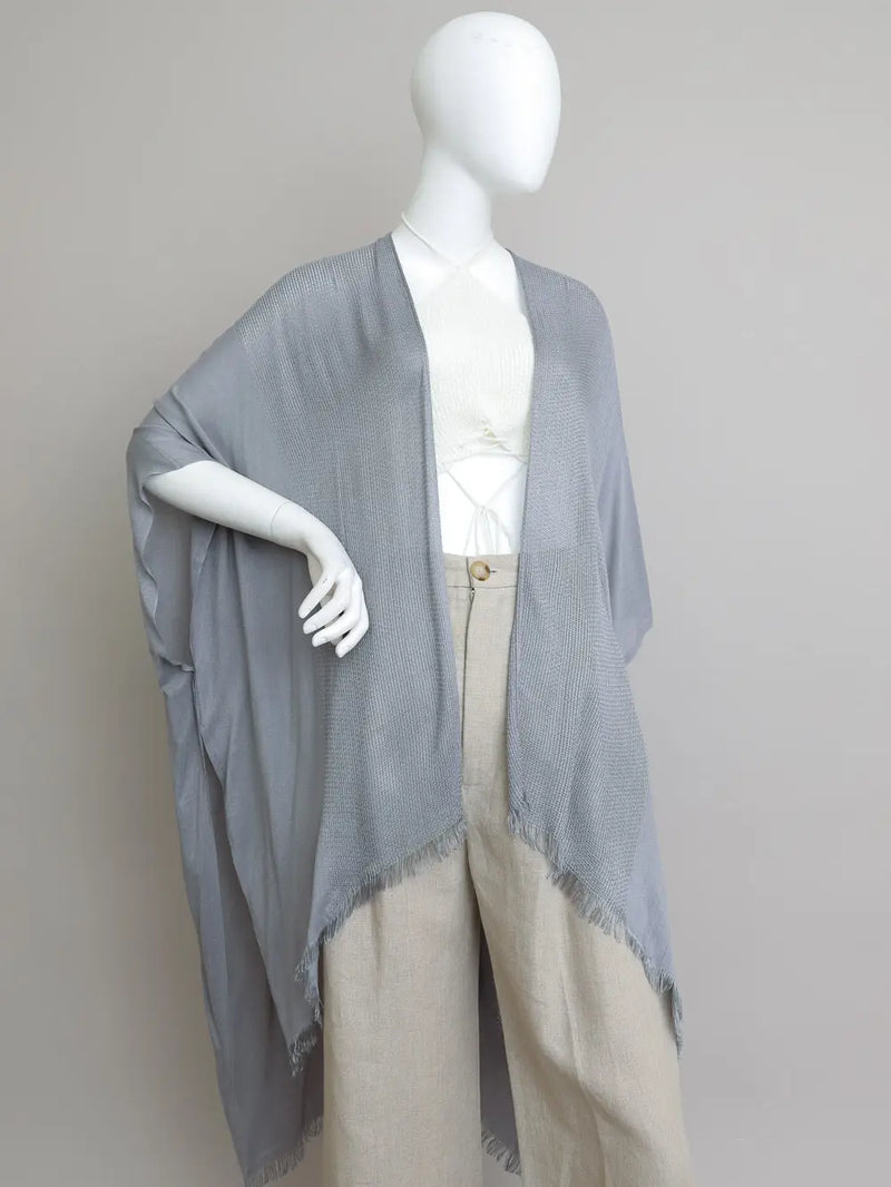 Open Weave Drape Kimono in Gray or Magenta