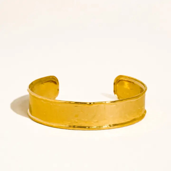 Zavra 18K Gold Non-Tarnish Hammered Cuff Bracelet
