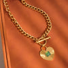 Apres 18K Gold Non-Tarnish Green Heart Chain Necklace