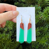 Green Jade Wood Acrylic Resin Pixie Earrings