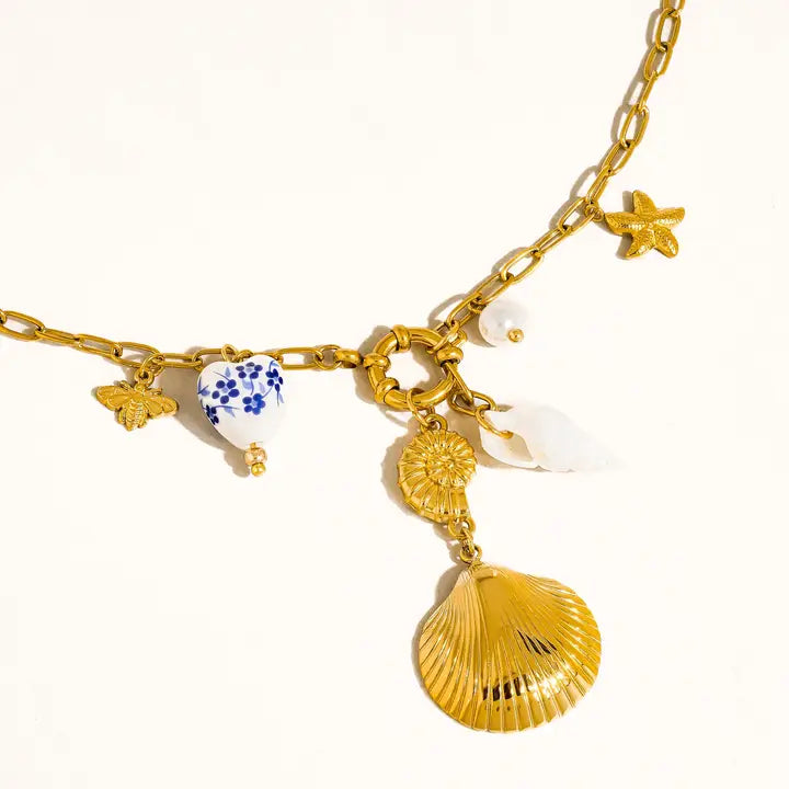 Briar 18K Gold Non-Tarnish Shell Charm Necklace