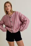 Dorothy Pink Stripe Cardigan Sweater