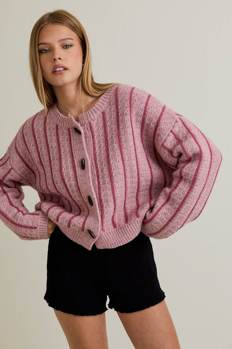 Dorothy Pink Stripe Cardigan Sweater