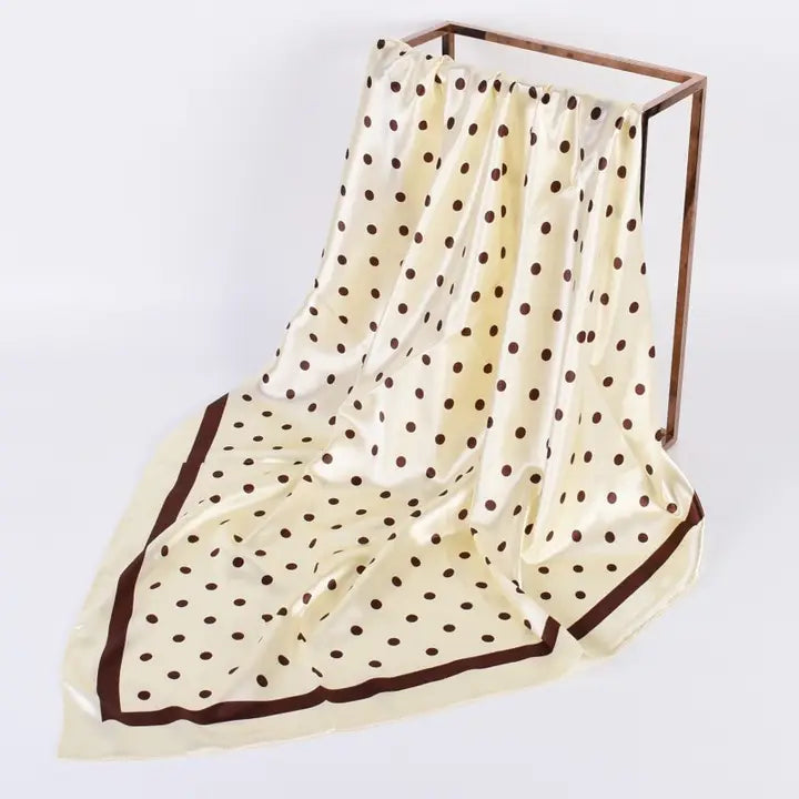 Dotty Large Polka Dot Print Bandana Scarf in Brown, Ivory or Wine