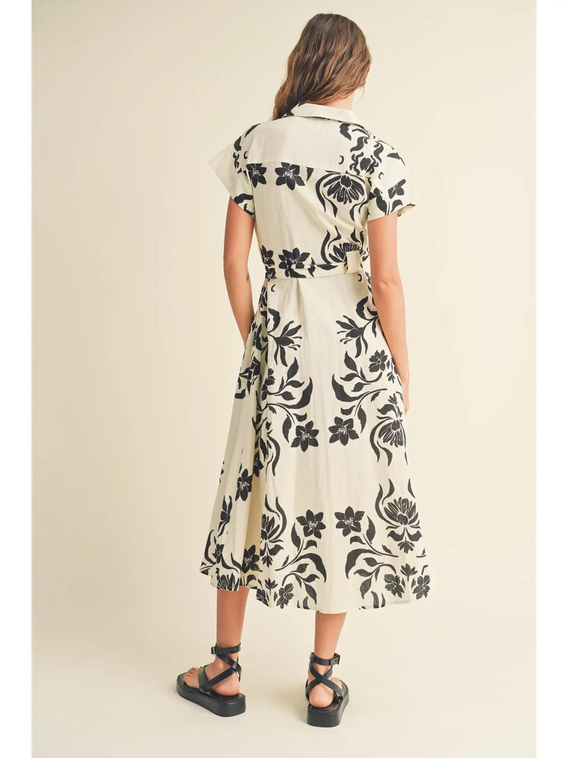 Molly Print Button Down Flare Dress by Miou Muse