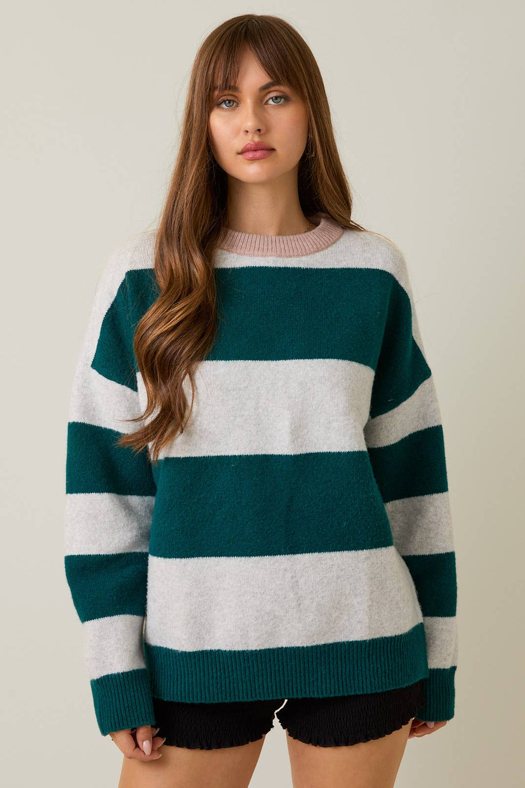 Kristen Long Sleeve Crew Neck Stripe Sweater