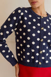 Torry Navy and White Polka Dot Sweater Cardigan