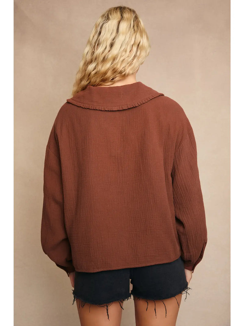 Liddy Collared Front Tie Gauze Jacket by Le Lis