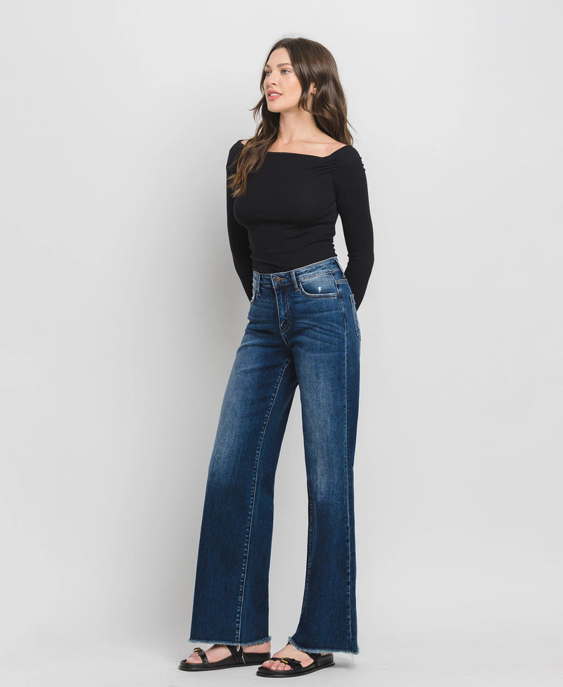 Olivia High Rise Wide Leg Dark Denim by Flying Monkey