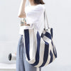 Organic Striped Tote Bag in Navy, Red or Tan