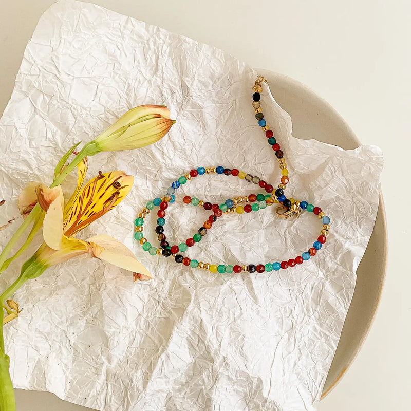Estelle 18K Beaded Multi Color Necklace
