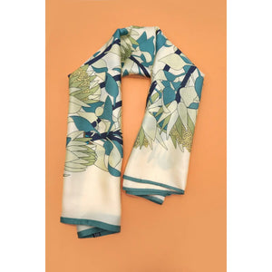 Teal Floral Print Bandana Scarf