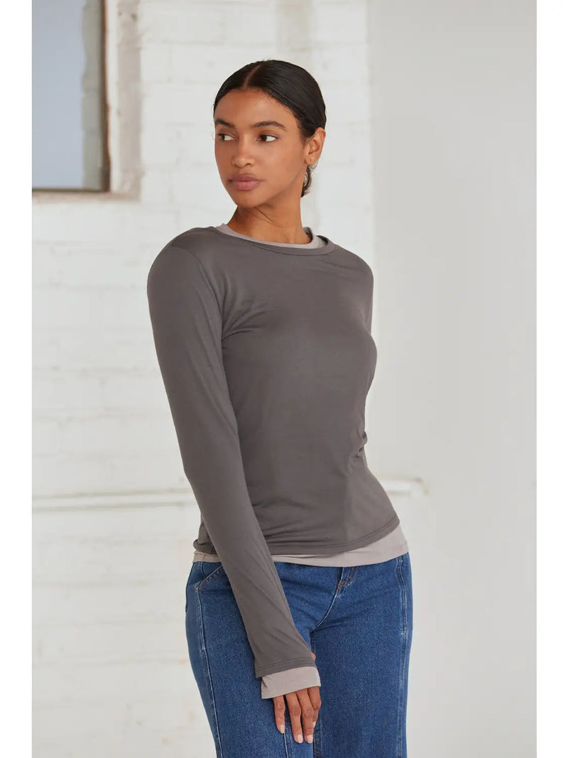 Octavia Two-In-One Long Sleeve Top by Crescent