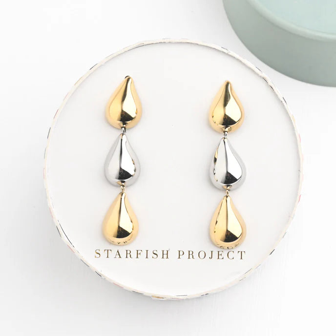 Fresh Beginnings Mixed Metal Tear Drop Earrings by Starfish Project