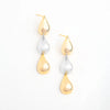 White Cascading Flower Metal Statement Earrings