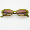 Freyrs Eyewear Mimi Acetate Oval Sunglasses in Olive
