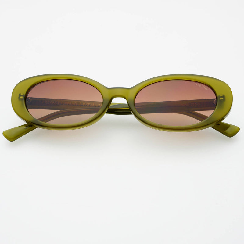 Freyrs Eyewear Mimi Acetate Oval Sunglasses in Olive