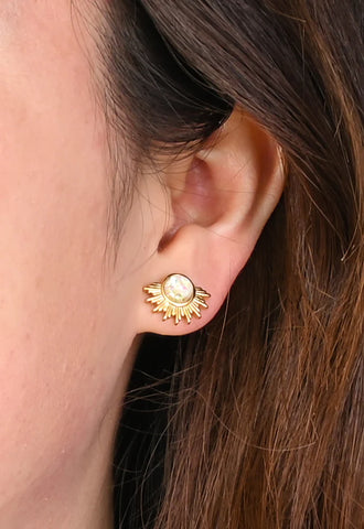 Black Disc and Sparkle Statement Earrings