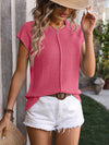 Brooklyn Knit Exposed Seam Short Sleeve Top in Melon