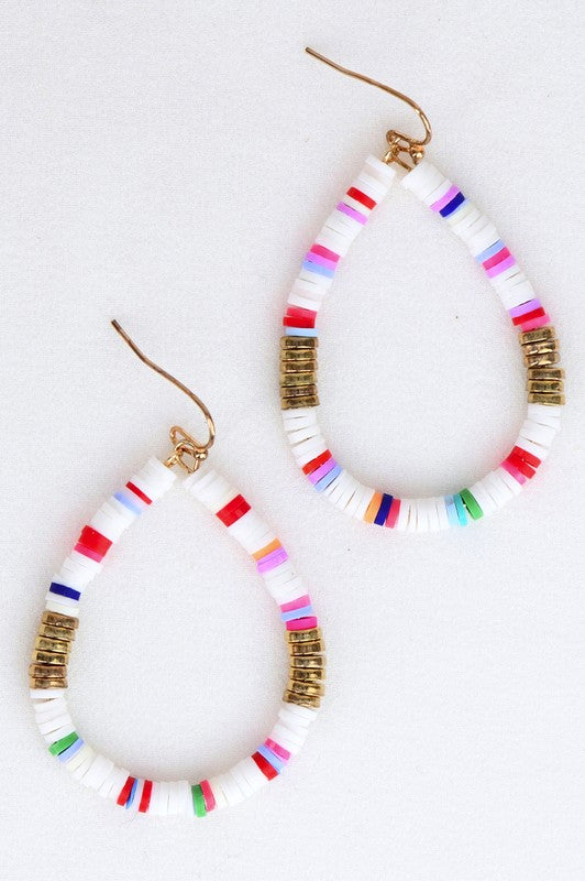 Multicolor Heishi Teardrop Bead Earrings